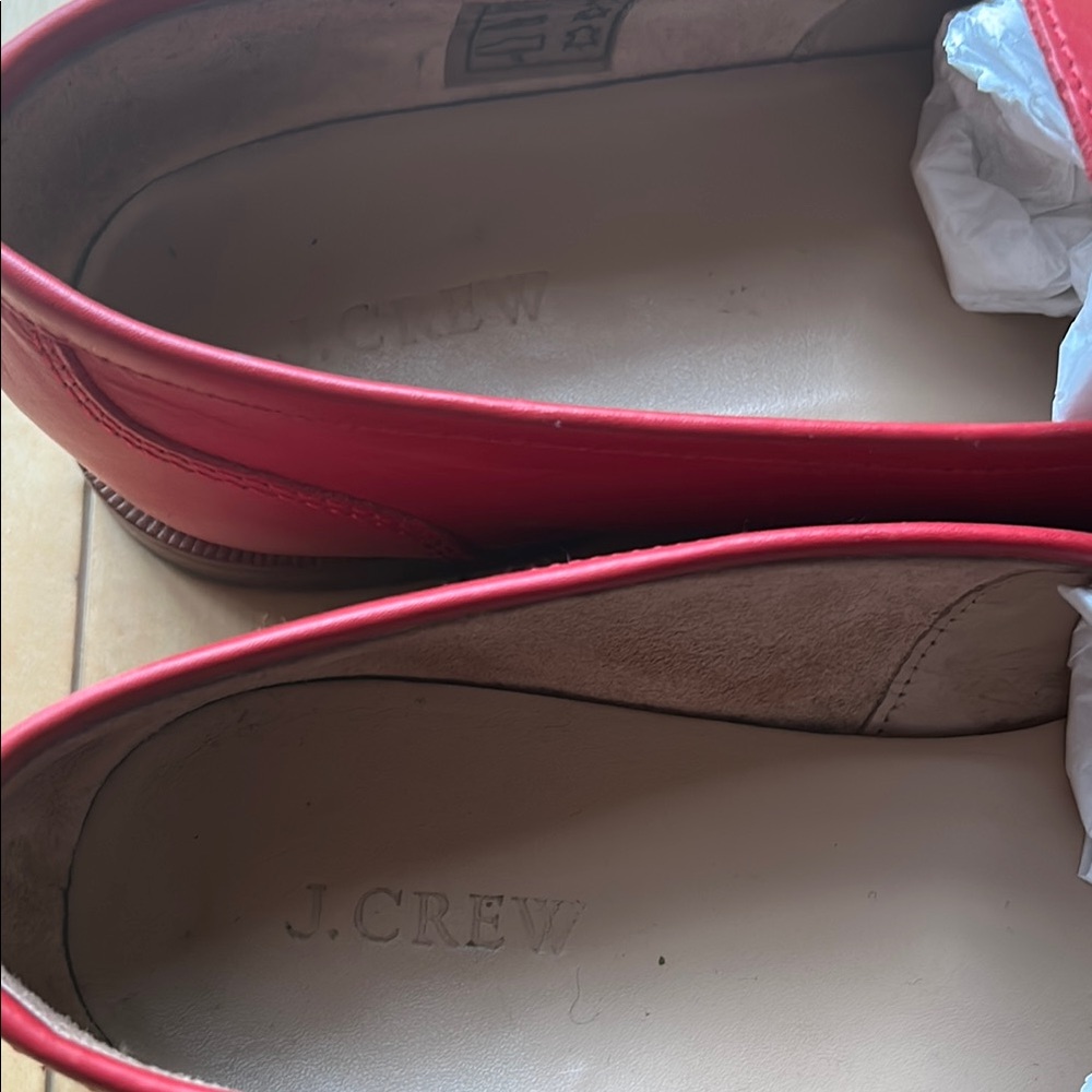 J. Crew Red Penny Loafers Flats in leather - Picture 2 of 8